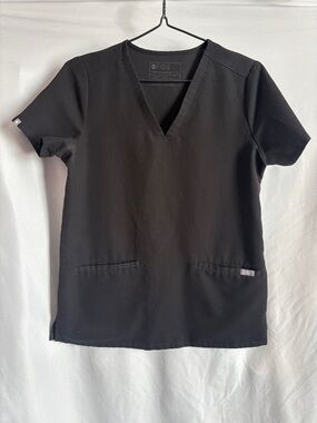Figs Black V-Neck Professional Scrub Top